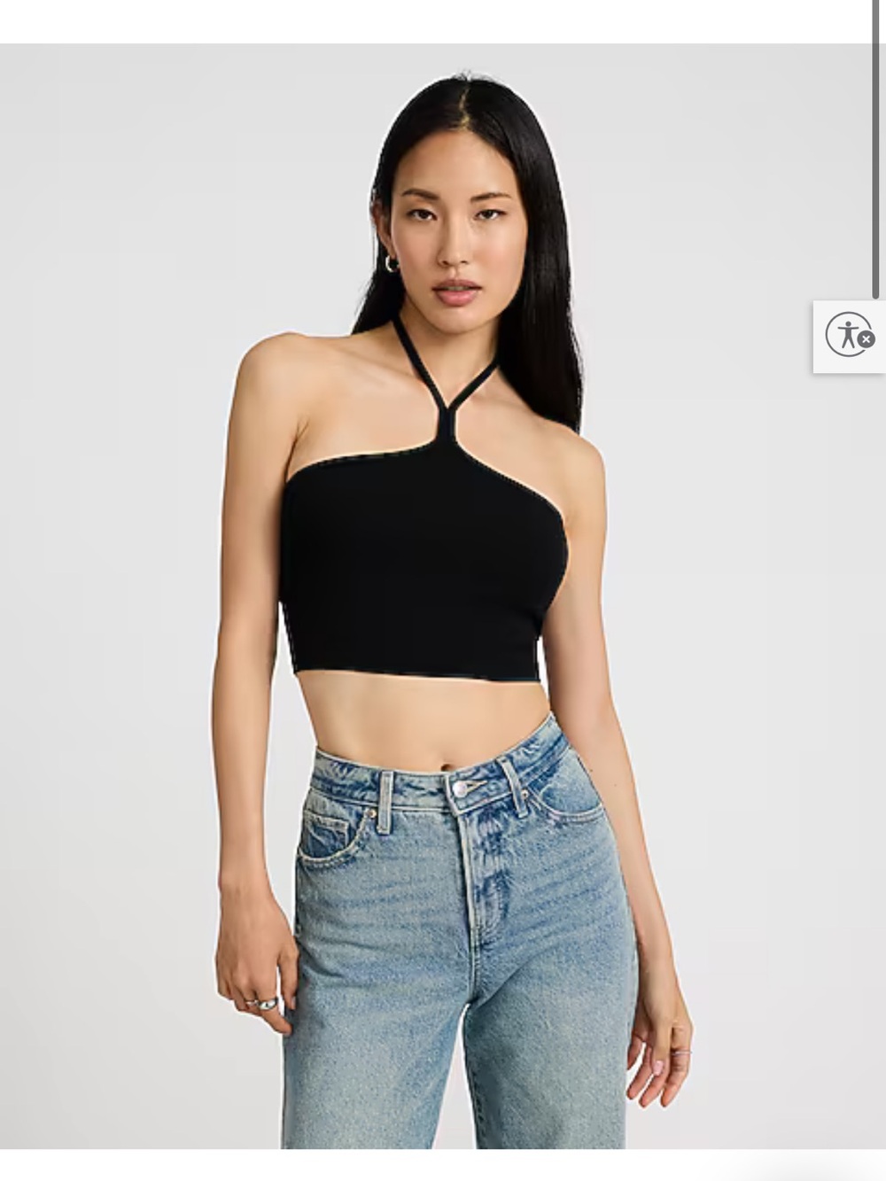 NWT Express Black Halter Crop Top Ribbed - Picture 6 of 6